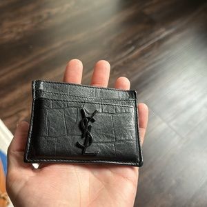 YSL black leather card holder